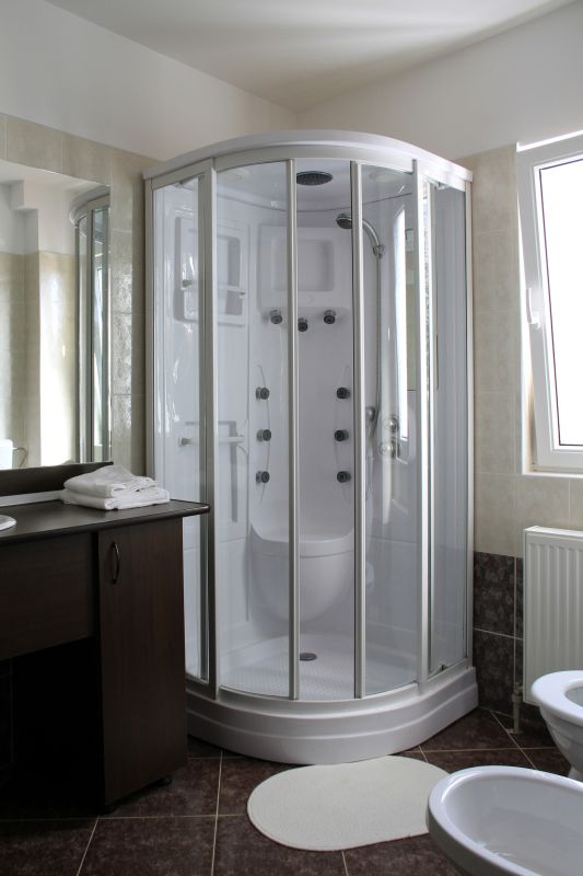 Corner Shower with Glass Door